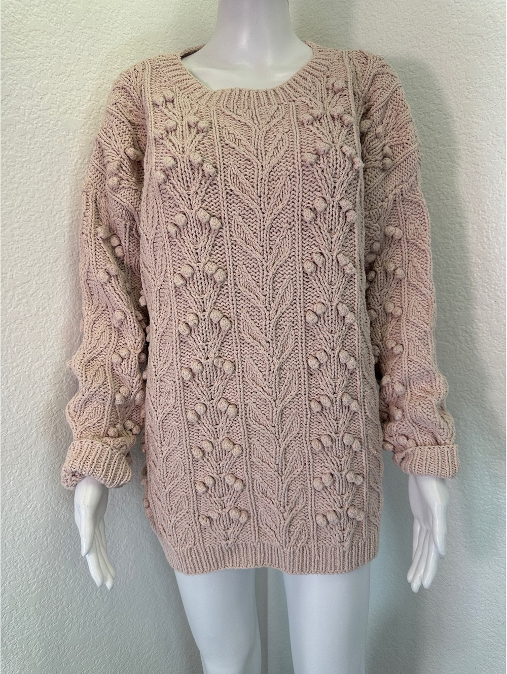 VTG Y2K Women’s Sz L Blush Pink Timberland Sweater Chunky Oversized Fisherman